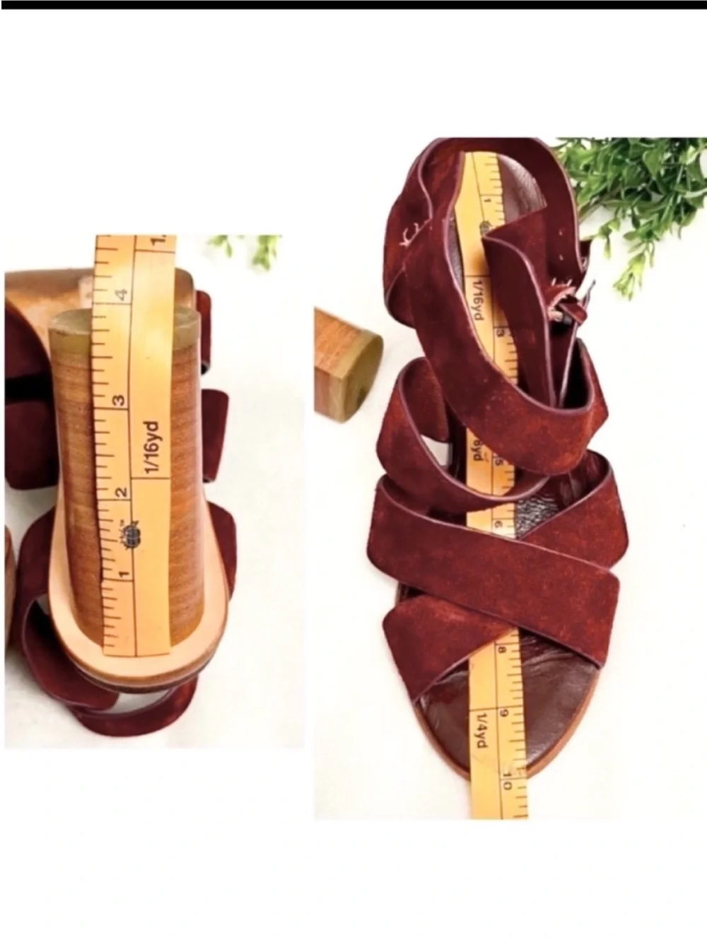 Joie Avery Burgundy Suede Strappy Block Heels Size 38.5/8.5